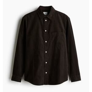 Corduroy Dark Brown Pocket Heavy Button Up H & M Shirt Mens XL New With Tags